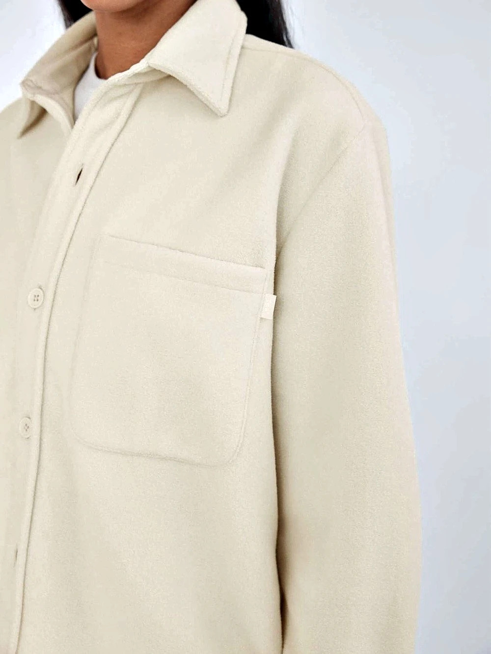 ARITZIA TNA Polartec® Fleece Button Up Shirt Jacket - Whisper White/Cream - XS